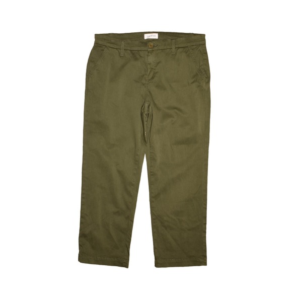 LILA RYAN‎ $98 Mid-Rise Straight Leg Cropped Chino Pant Rifle Green Size 10 - Picture 1 of 3